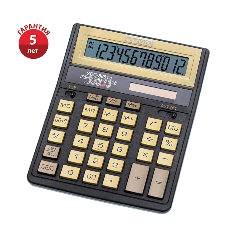 Калькулятор настольный Citizen SDC-888TIIGE, 12 разрядов, двойное питание, Калькулятор настольный Citizen SDC-888TIIGE, 12 разрядов, двойное питание,