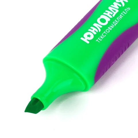 Текстовыделитель ЮНЛАНДИЯ "ELASTIC", ЗЕЛЕНЫЙ, прорезиненный корпус,