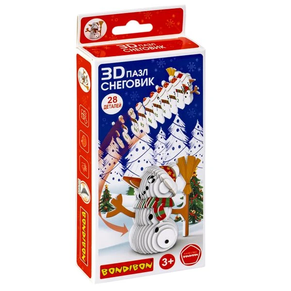 Новогодний набор Пазл 3D "Снеговик" BONDIBON Новогодний набор Пазл 3D "Снеговик" BONDIBON