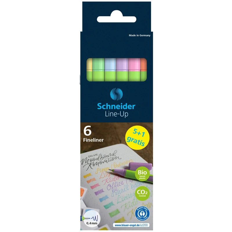 Набор капиллярных ручек Schneider "Line-Up Pastel" 06цв., 0,4мм, Набор капиллярных ручек Schneider "Line-Up Pastel" 06цв., 0,4мм,