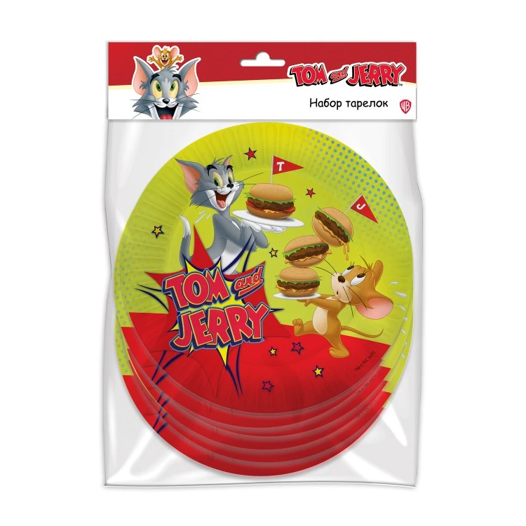 Tom&Jerry. Набор бумажных тарелок, 6 штук d=180 мм.