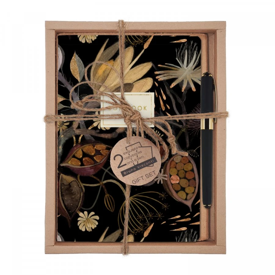 НАБОР ПОДАРОЧНЫЙ "НОЧНЫЕ ЦВЕТЫ" (ДВЕ ТЕТРАДИ BV И РУЧКА)