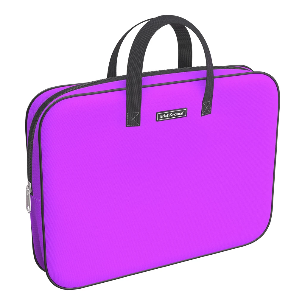 Папка текстильная на молнии Erich Krause® с ручками Neon® Violet, A4+