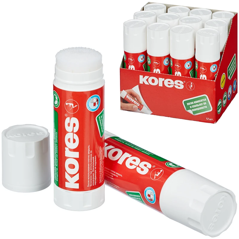 Клей-карандаш Kores, 40г, прозрачный Клей-карандаш Kores, 40г, прозрачный