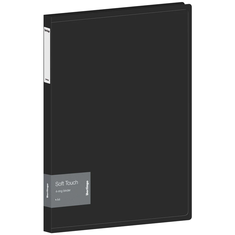 Папка на 4 кольцах Berlingo "Soft Touch", 24мм, 700мкм, черная, Папка на 4 кольцах Berlingo "Soft Touch", 24мм, 700мкм, черная,
