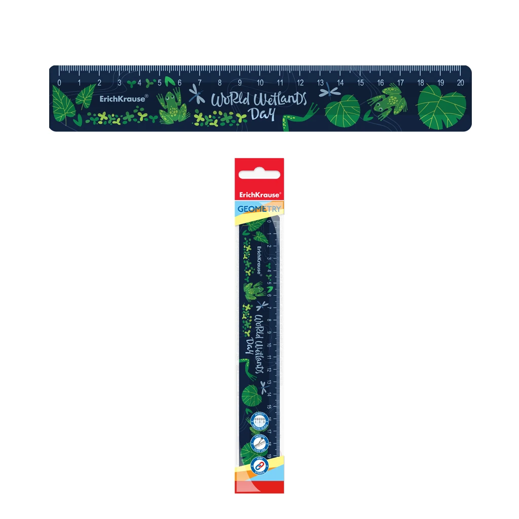 Линейка пластиковая ErichKrause® Wetlands, 20см, во флоупаке Линейка пластиковая ErichKrause® Wetlands, 20см, во флоупаке