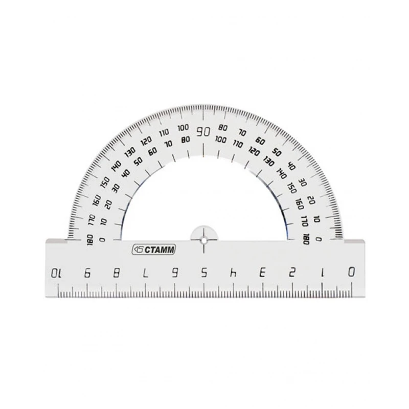 Транспортир 10см, 180° Стамм, прозрачный бесцветный Транспортир 10см, 180° Стамм, прозрачный бесцветный