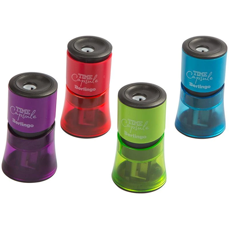 Точилка пластиковая Berlingo "TimeCapsule", 2 отверстия, контейнер,