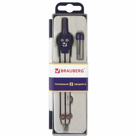 Готовальня BRAUBERG "Student Oxford", 2 предмета: циркуль 140 мм со