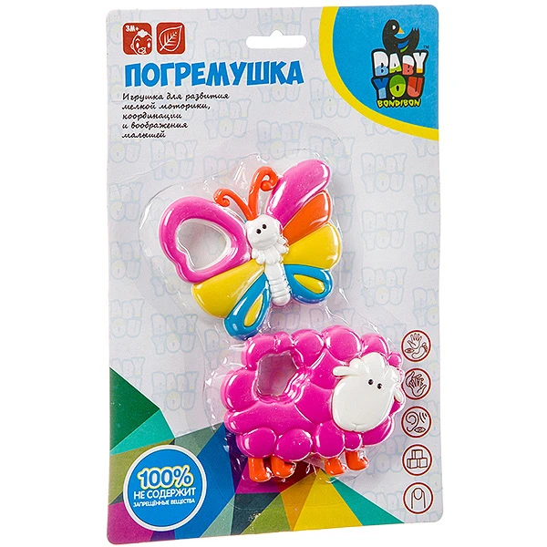 Набор разв. погрем. пласт., Бабочка, Овечка, 2 шт, Bondibon, CRD 24?16,5 см. Набор разв. погрем. пласт., Бабочка, Овечка, 2 шт, Bondibon, CRD 24?16,5 см.