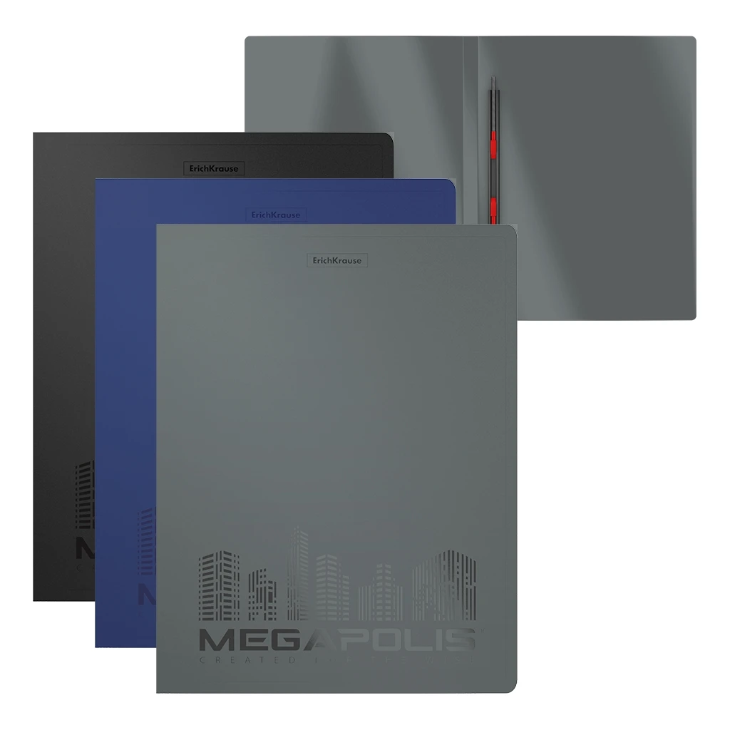 Папка-скоросшиватель пластиковая с пружинным механизмом Erich Krause MEGAPOLIS, Папка-скоросшиватель пластиковая с пружинным механизмом Erich Krause MEGAPOLIS,