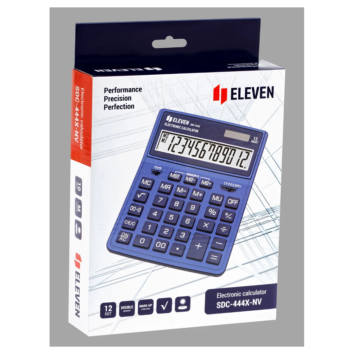 Калькулятор настольный Eleven SDC-444X-NV, 12 разрядов, двойное питание, Калькулятор настольный Eleven SDC-444X-NV, 12 разрядов, двойное питание,