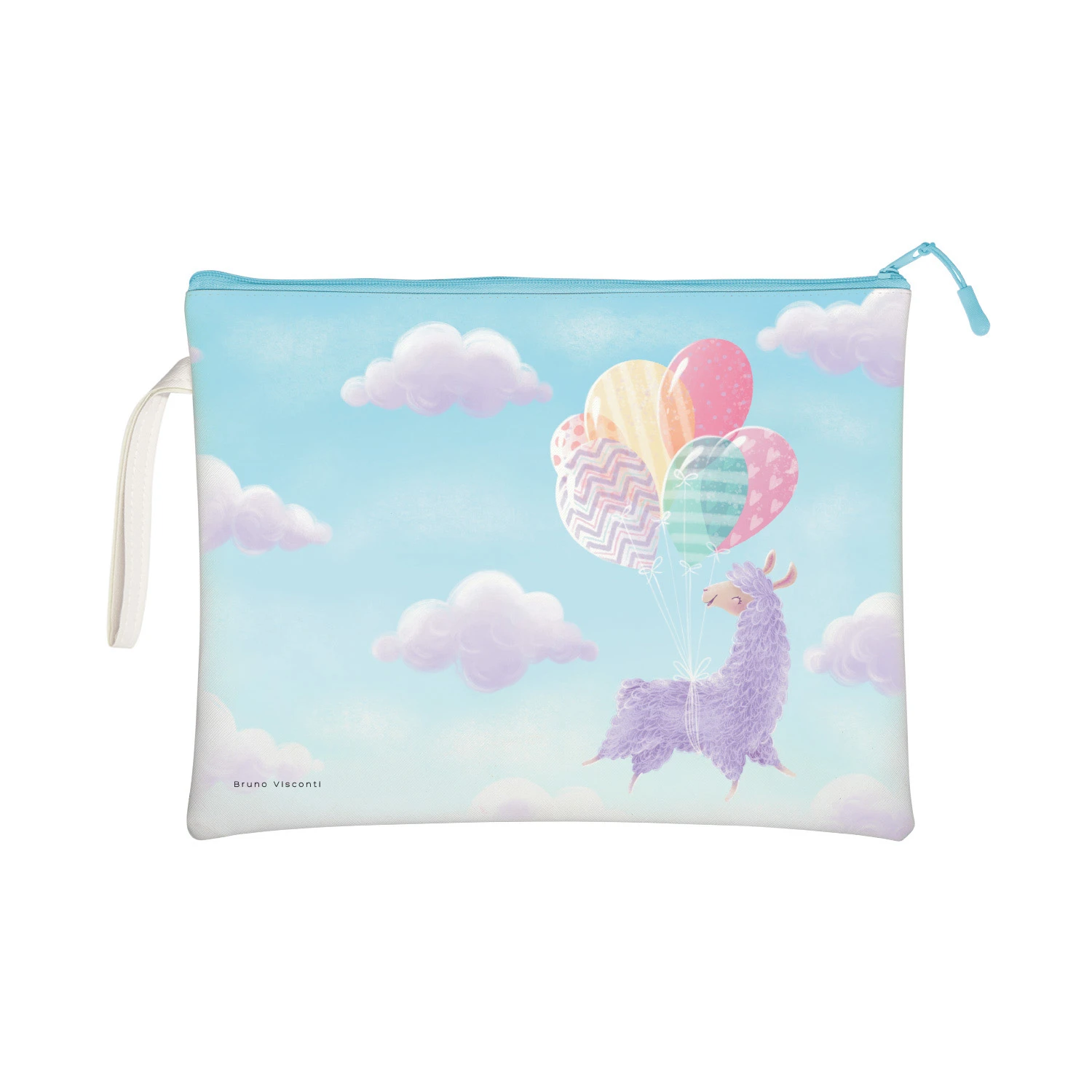 ПАПКА НА МОЛНИИ "ЛАВАНДОВЫЕ ЛАМЫ.ОБЛАЧКА", Ф.А4. 34СМ х 26СМ