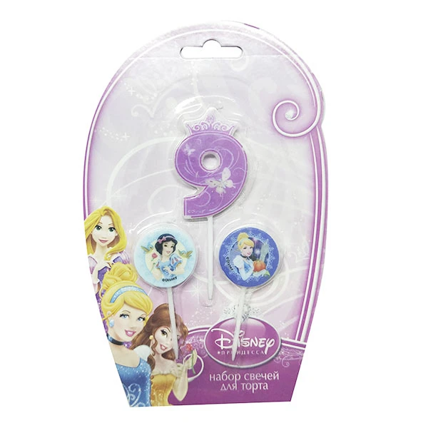 Свечи для торта Дисней Принцессы (цифра 9, медальоны 2 шт)