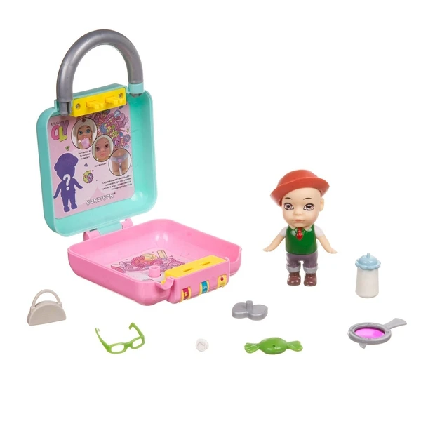 Набор игровой Bondibon куколка OLY в кепке/в шляпе и аксессуарами в чемоданчике