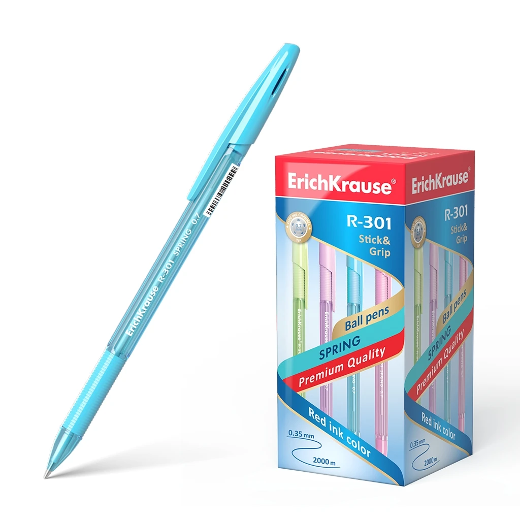 Ручка шариковая ErichKrause® R-301 Spring Stick&Grip 0.7, цвет чернил синий Ручка шариковая ErichKrause® R-301 Spring Stick&Grip 0.7, цвет чернил синий