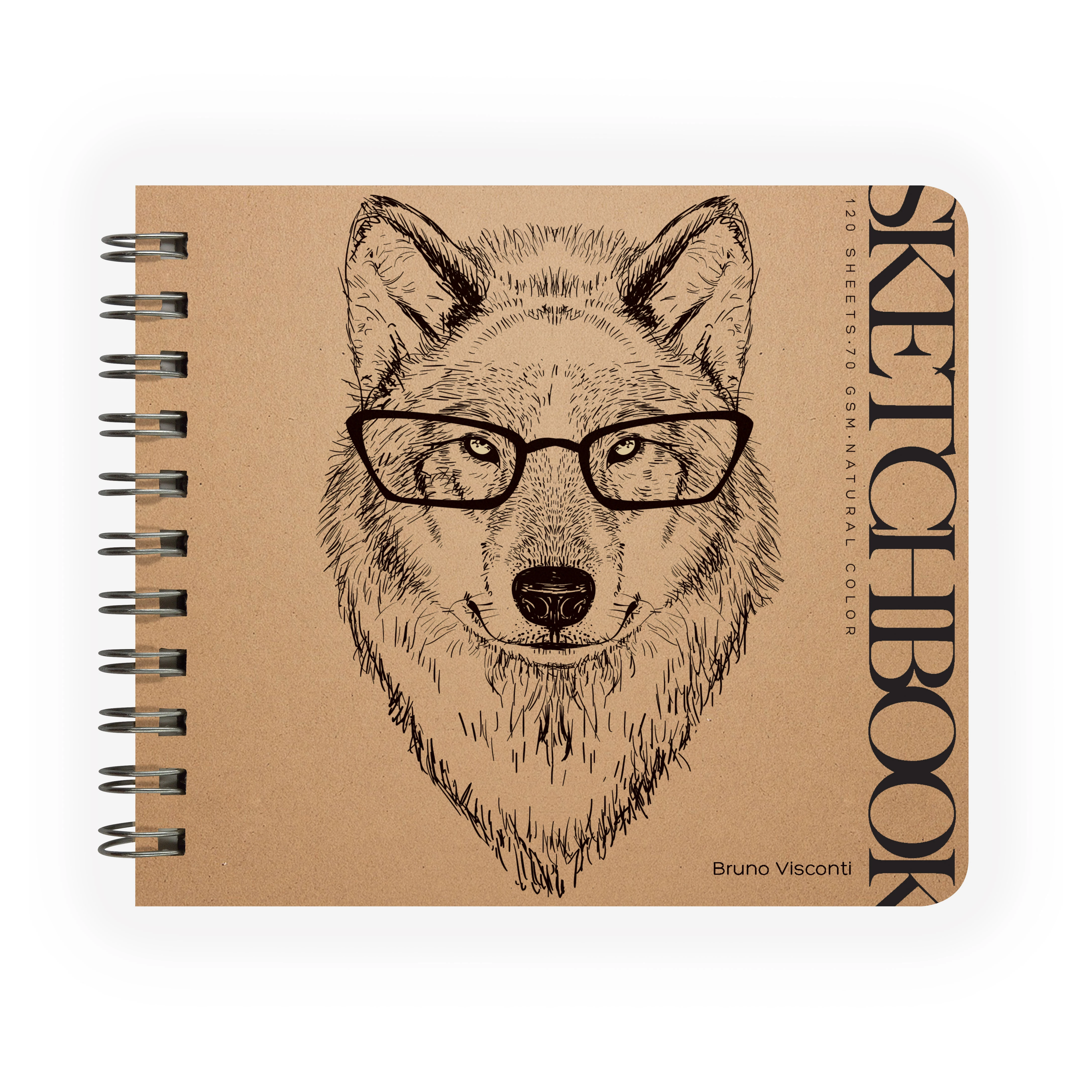 SKETCHBOOK BV,180х155 мм, 120 Л. КРАФТ 70 гр. НА ГРЕБНЕ (4 ВИДА)