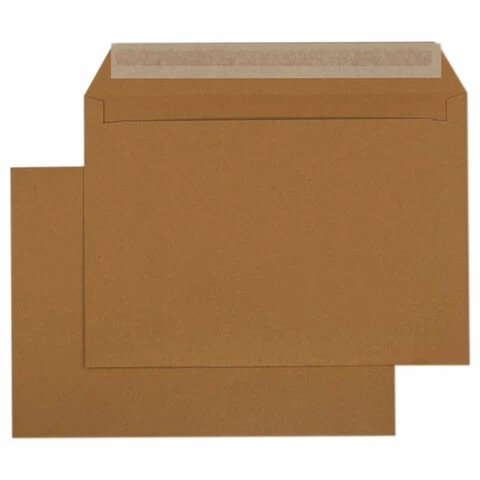 Конверты С4 (229х324 мм) КРАФТ, отрывная лента, 90 г/м2, КОМПЛЕКТ 250 шт.,