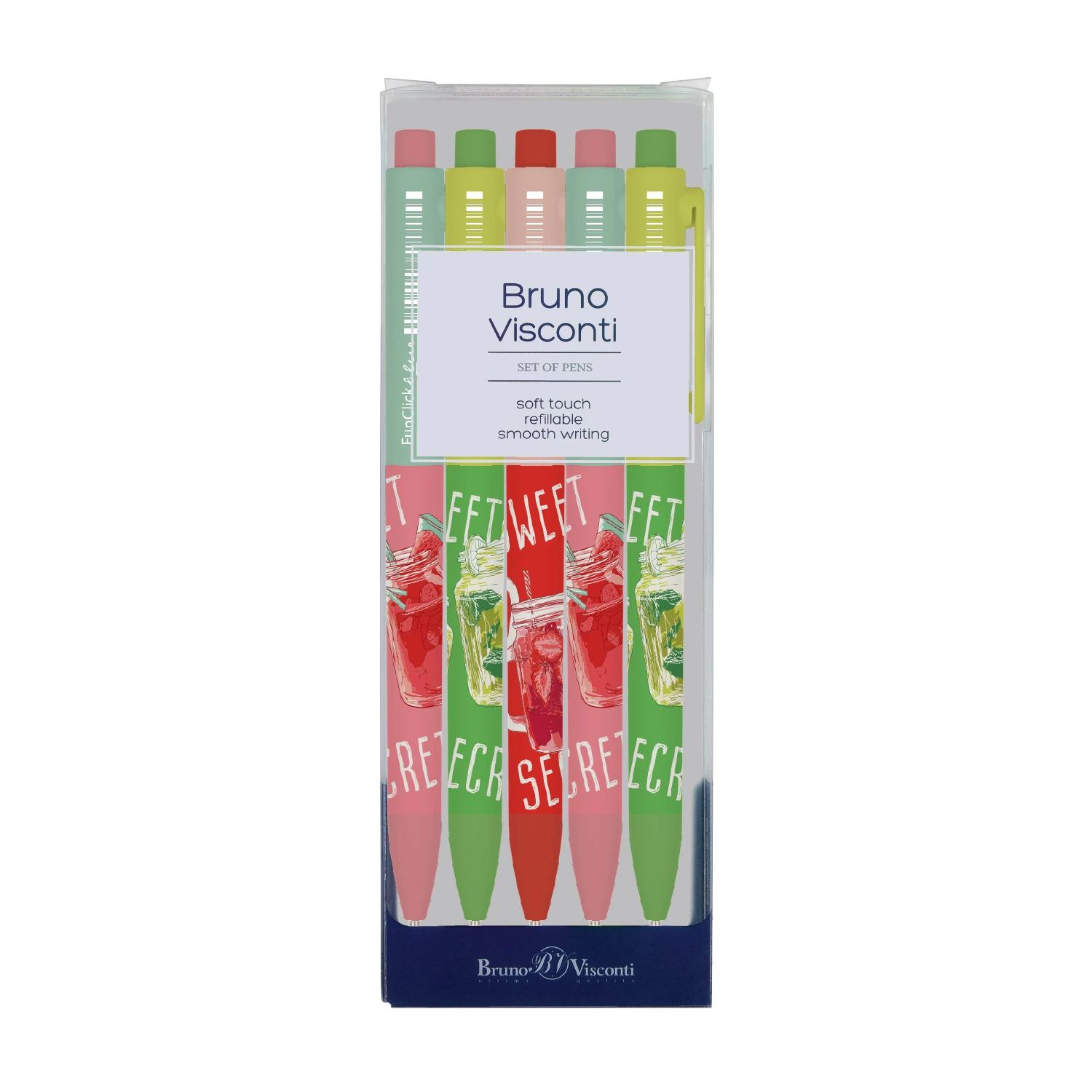 НАБОР ИЗ 5-ТИ РУЧЕК "FunClick. My refresh" ШАРИКОВЫХ 0.7 ММ, СИНЯЯ