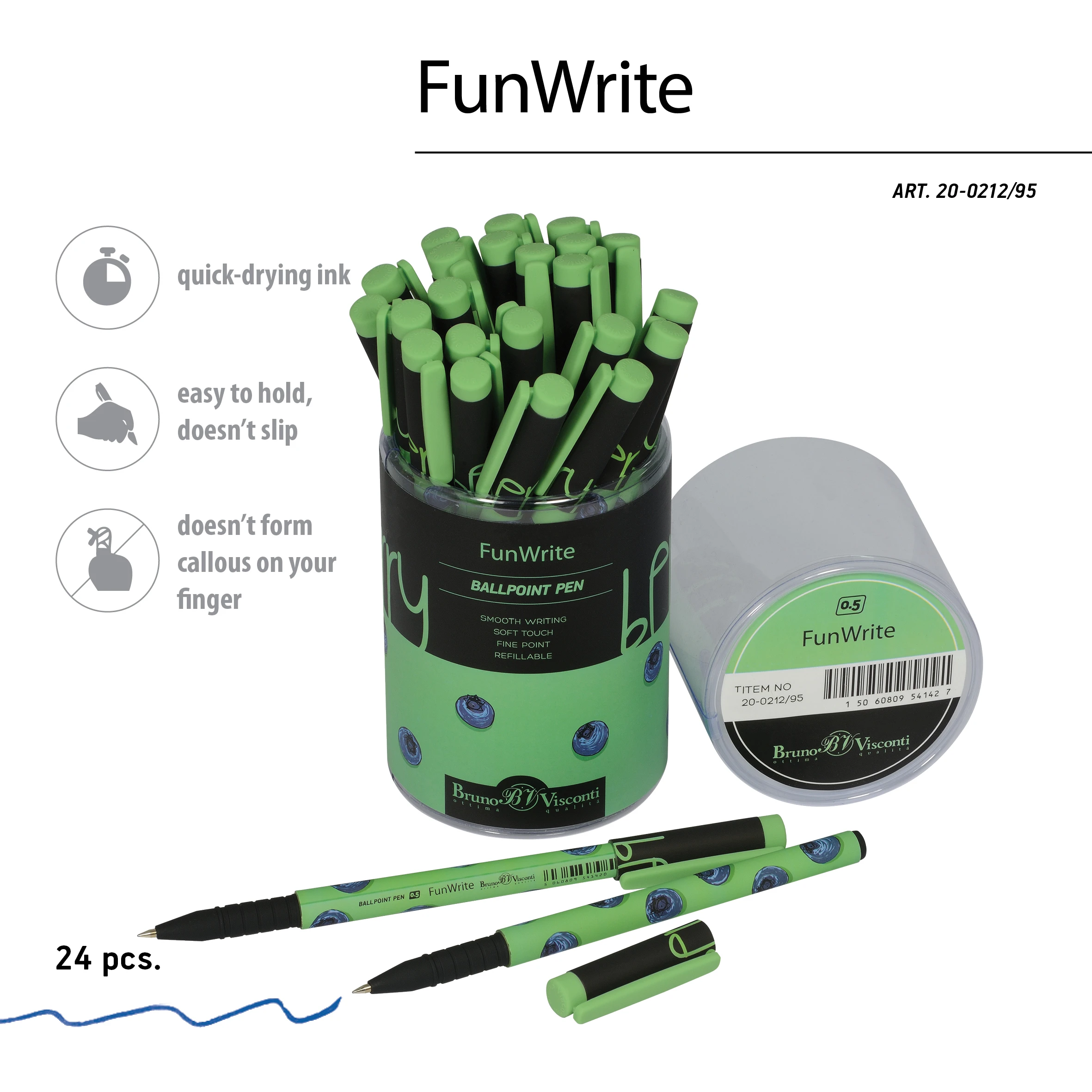 РУЧКА "FunWrite. Ягоды. Графика. Голубика" ШАРИКОВАЯ 0.5 ММ, СИНЯЯ РУЧКА "FunWrite. Ягоды. Графика. Голубика" ШАРИКОВАЯ 0.5 ММ, СИНЯЯ