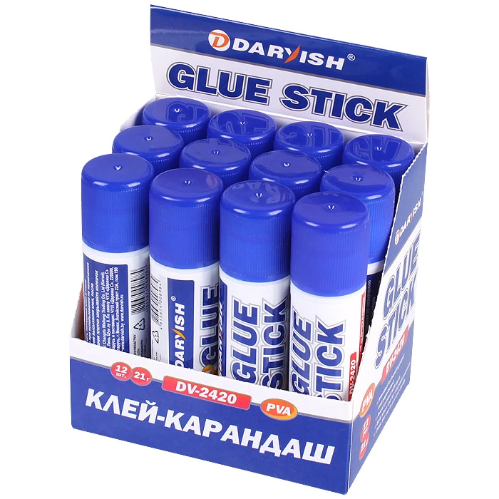 Клей-карандаш 21гр "Darvish" в пластиковом корпусе с выдвигающимся Клей-карандаш 21гр "Darvish" в пластиковом корпусе с выдвигающимся