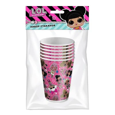 LOL. Набор бумажных стаканов (розовые с паттерном), 6 шт*250 мл LOL. Набор бумажных стаканов (розовые с паттерном), 6 шт*250 мл