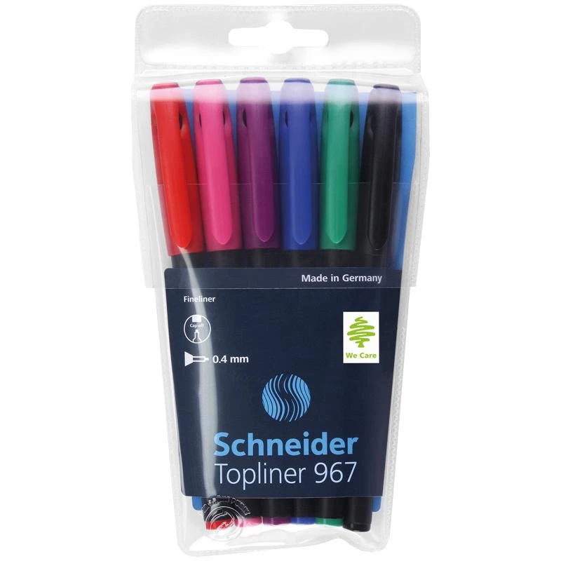 Набор капиллярных ручек Schneider "Topliner 967" 06цв., 0,4мм,