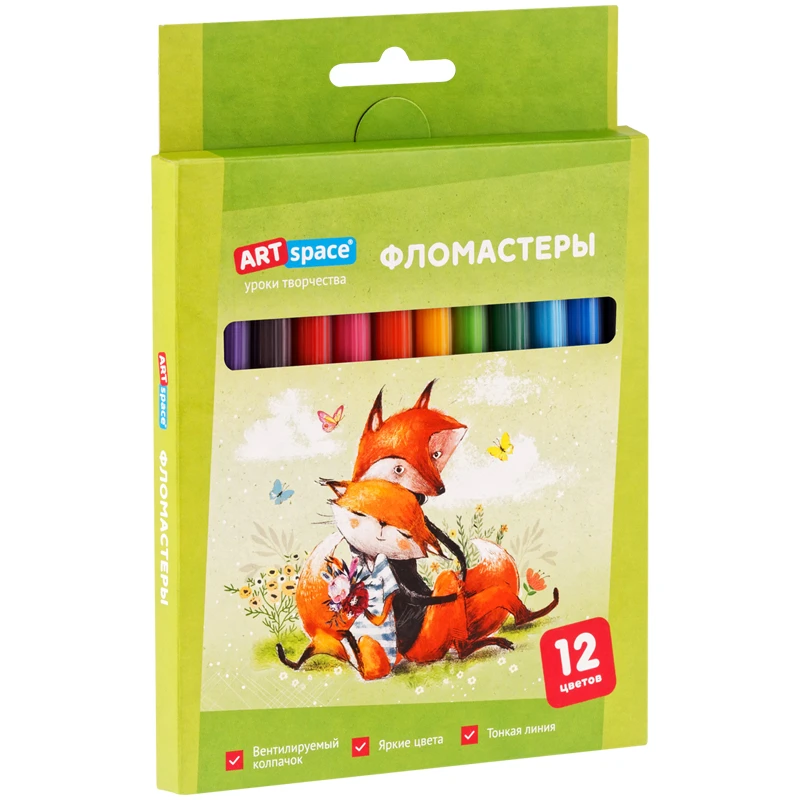 Фломастеры ArtSpace "Рисунки. Lovely animals", 12цв., смываемые,