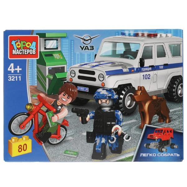 Конструктор uaz HUNTER погоня за преступником, 80 дет. (легко собрать) Город
