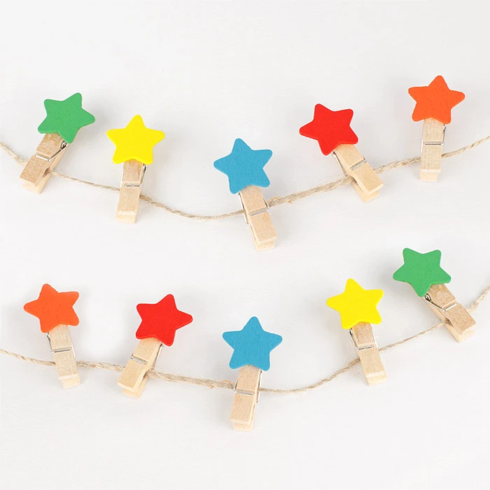 Прищепки декоративные деревянные 10шт/уп "Звездочка" (набор) Прищепки декоративные деревянные 10шт/уп "Звездочка" (набор)