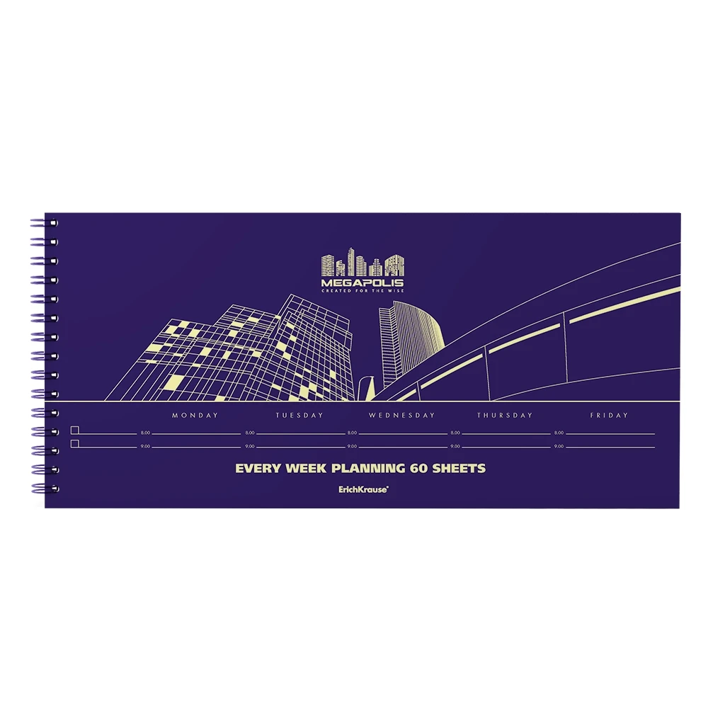 Планинг Erich Krause MEGAPOLIS, спираль слева, желтая бумага, 290x135, 60л. Планинг Erich Krause MEGAPOLIS, спираль слева, желтая бумага, 290x135, 60л.