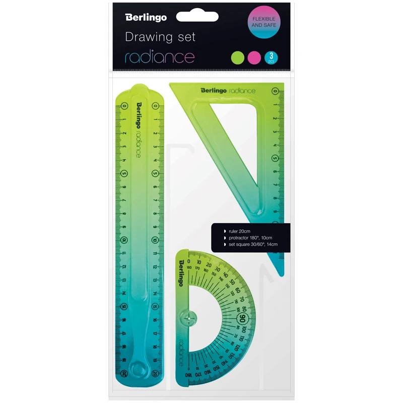 Набор чертежный средний Berlingo "Radiance" (треуг.14см, линейка 20см, Набор чертежный средний Berlingo "Radiance" (треуг.14см, линейка 20см,