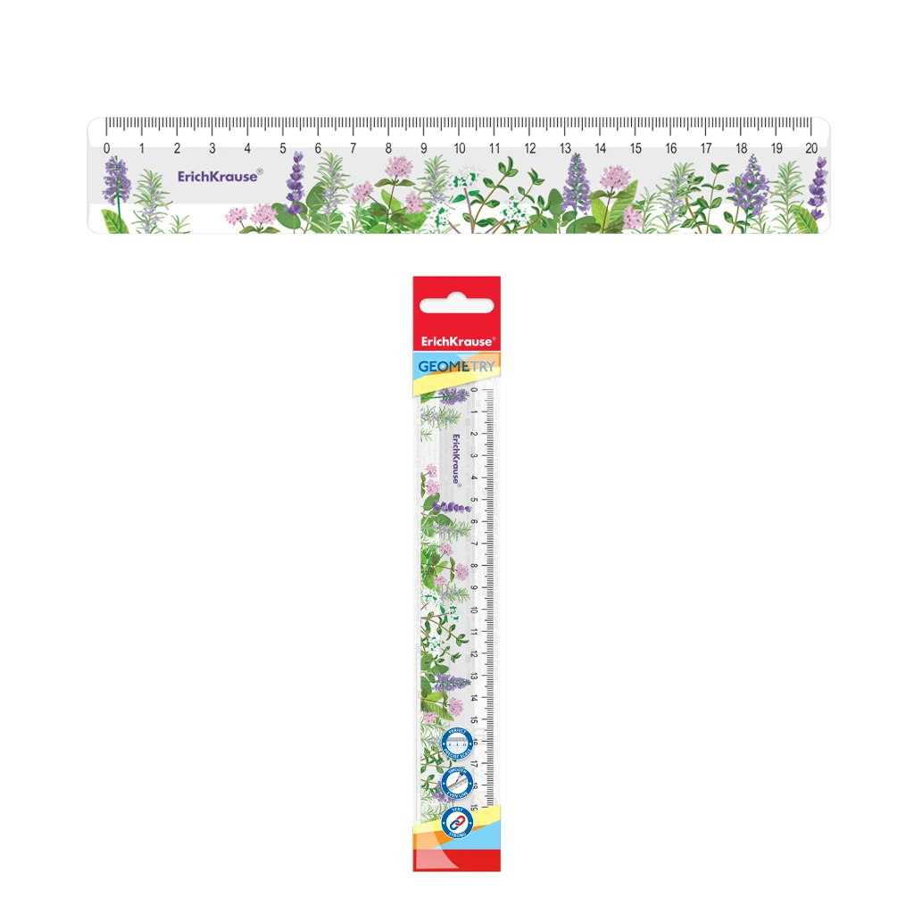 Линейка пластиковая ErichKrause® Lupine, 20см, во флоупаке