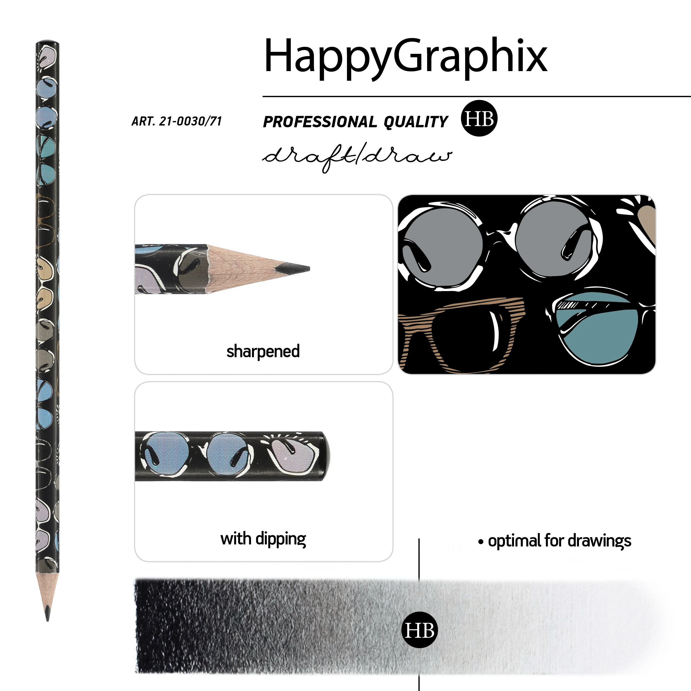 КАРАНДАШ ЧЕРНОГРАФИТОВЫЙ "HappyGraphix. Дамские штучки. Очки" НВ КАРАНДАШ ЧЕРНОГРАФИТОВЫЙ "HappyGraphix. Дамские штучки. Очки" НВ