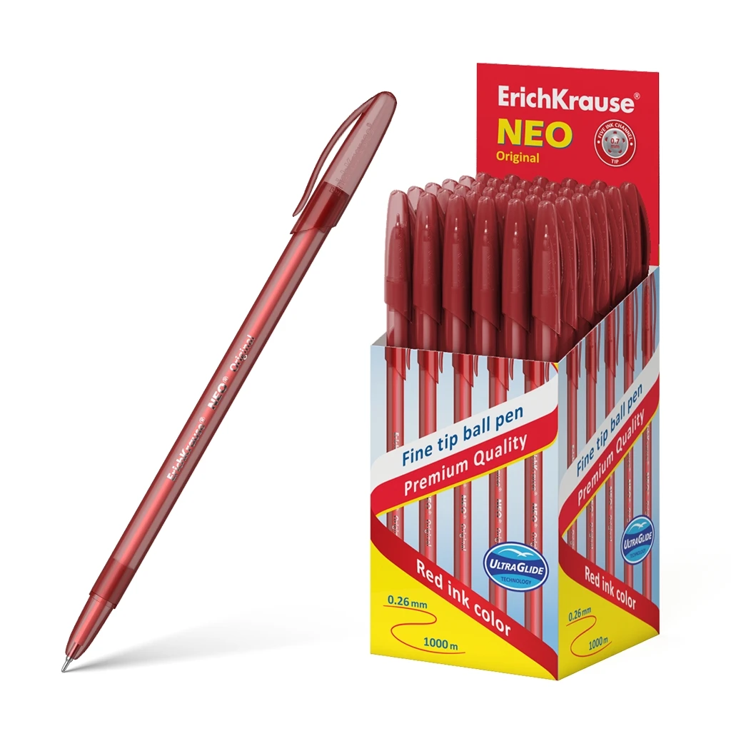 Ручка шариковая ErichKrause® Neo® Original, цвет чернил красный (в коробке по 50 Ручка шариковая ErichKrause® Neo® Original, цвет чернил красный (в коробке по 50