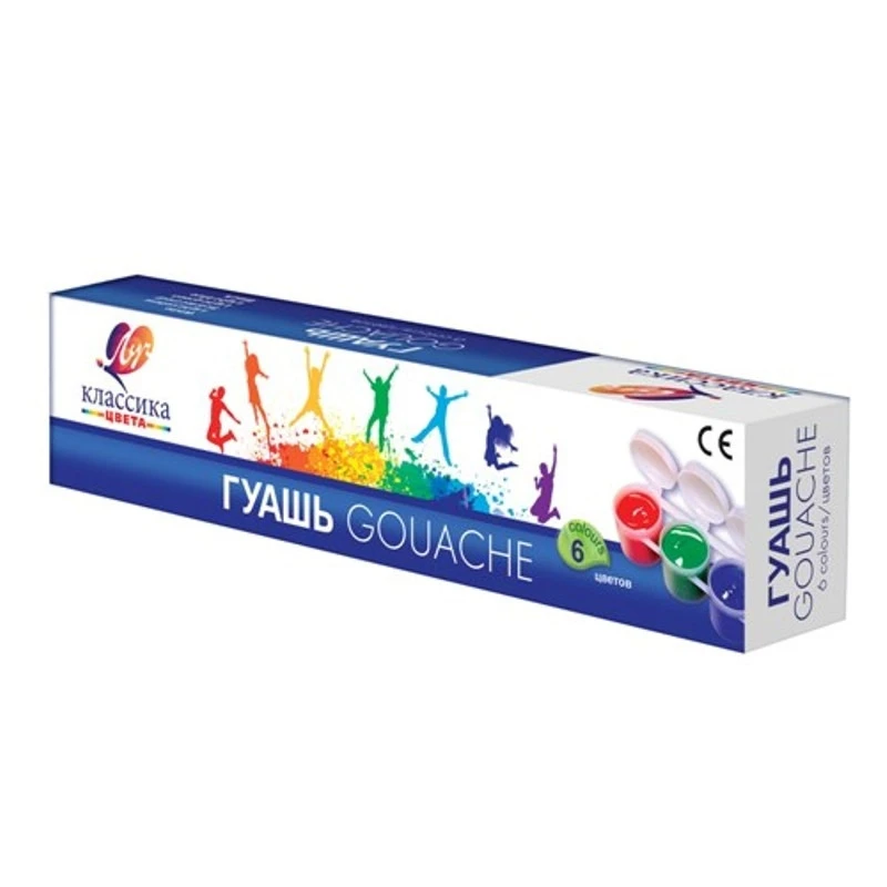 Гуашь Классика Луч 6 цв., 160 г, блок-тара, 21С 1375-08 Гуашь Классика Луч 6 цв., 160 г, блок-тара, 21С 1375-08
