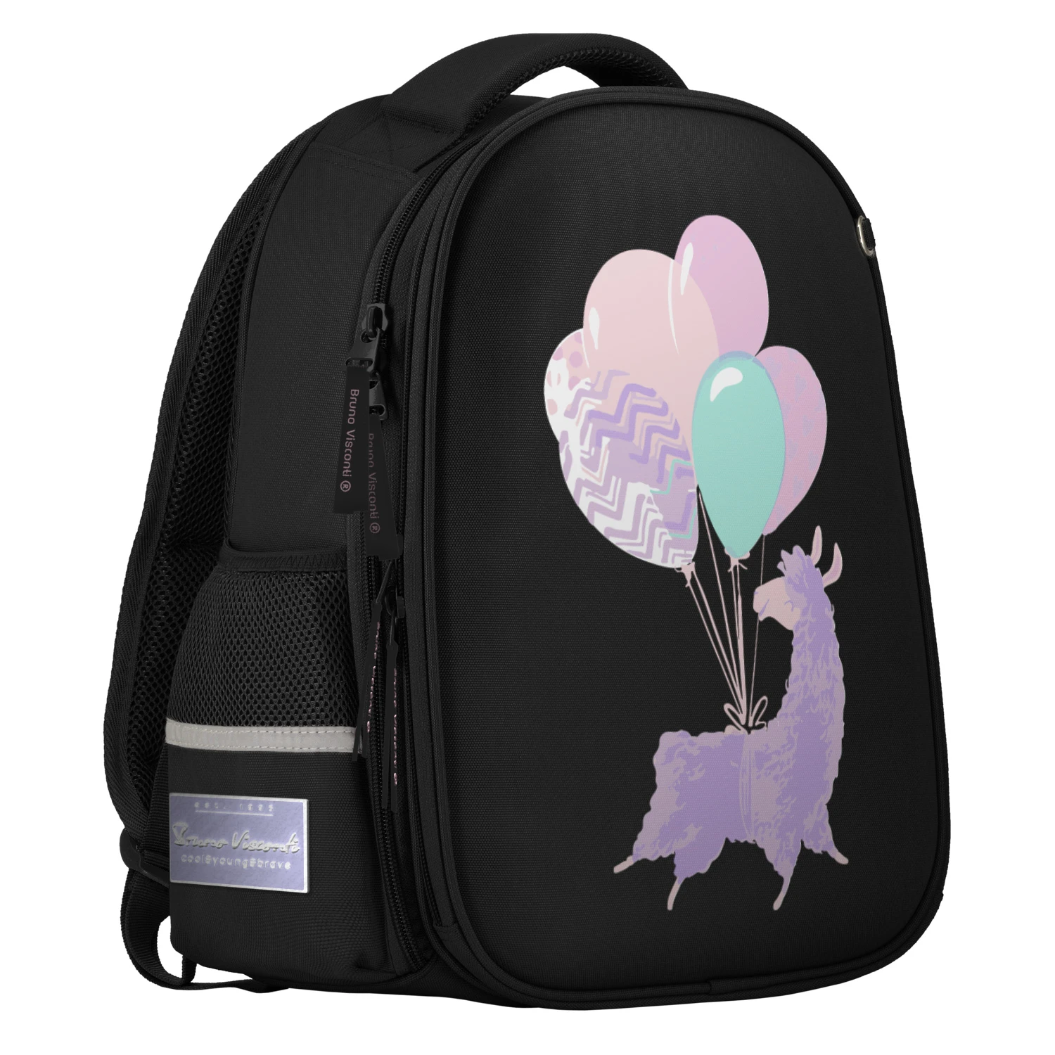 РЮКЗАК-КАПСУЛА ЧЕРНЫЙ С ЭРГОНОМИЧНОЙ СПИНКОЙ "ЛАМА.ПРАЗДНИК"