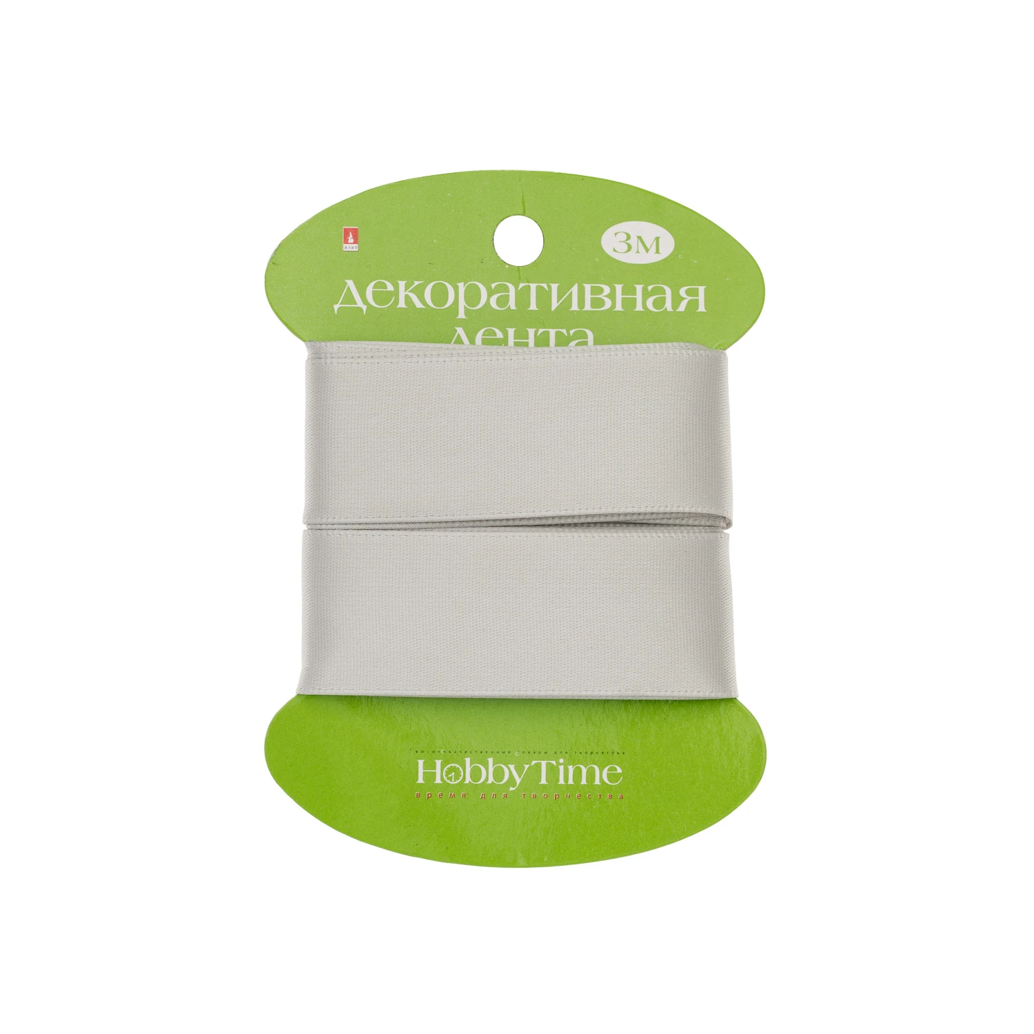 ЛЕНТА ДЕКОРАТИВНАЯ АТЛАСНАЯ, ШИРИНА 25 ММ., ДЛИНА 3 М., СЕРЕБРО