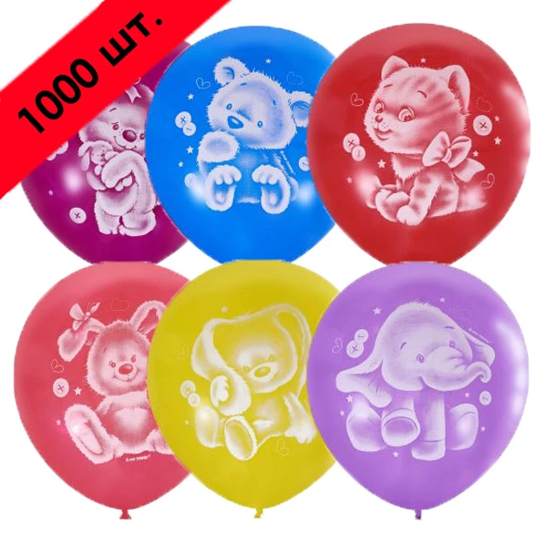 12"/30см Пастель+Декоратор (растр) 2 ст. рис Плюшевые друзья 1000шт 12"/30см Пастель+Декоратор (растр) 2 ст. рис Плюшевые друзья 1000шт