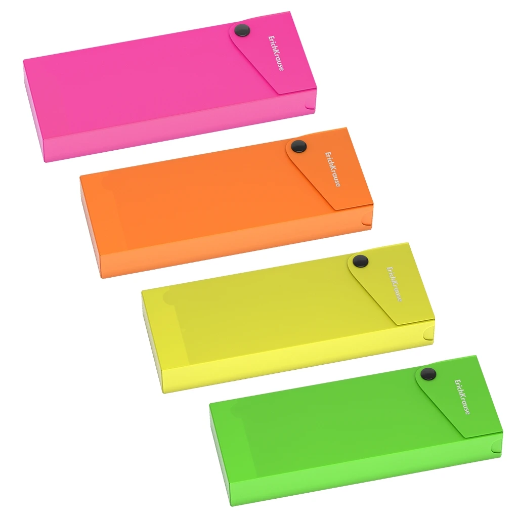 Пенал пластиковый Erich Krause Matt Neon, ассорти (в коробке-дисплее по 12 шт.)