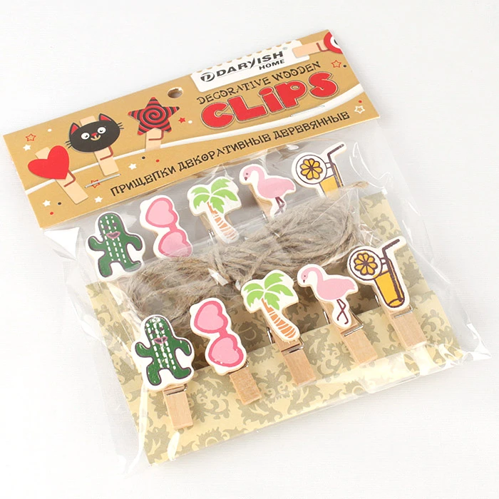 Прищепки декоративные деревянные 10шт/уп "Майами" (набор)