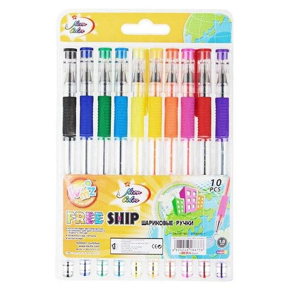 Набор шарик.ручек BEIFA 0,7 мм 10 цв. ассорти резин.грип: BE-AA999-10 штр.: Набор шарик.ручек BEIFA 0,7 мм 10 цв. ассорти резин.грип: BE-AA999-10 штр.: