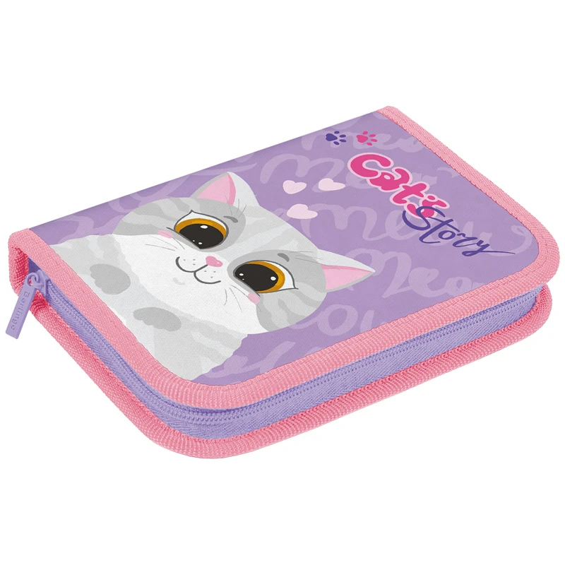 Пенал 1 отделение, 200*140*40 Berlingo "Cute cat", 2 откидные секции,