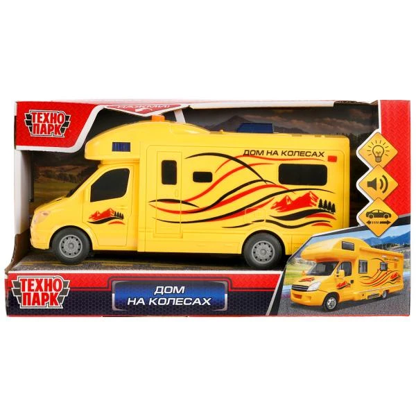 Машина пластик свет-звук ДОМ НА КОЛЕСАХ 19,5 см, 3 кнопки, инерция, Технопарк