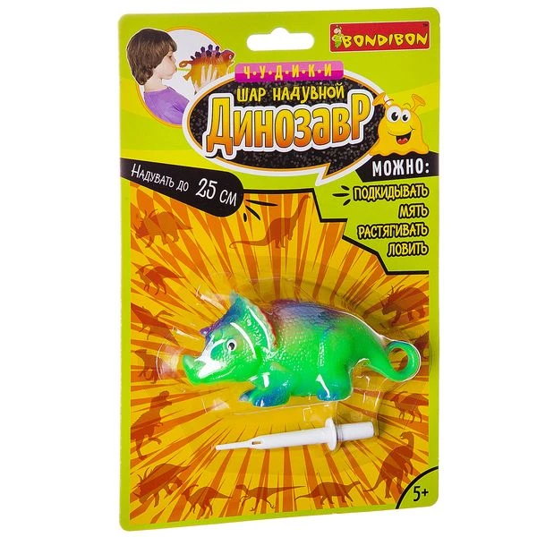 Чудики Bondibon Шар надувной «ДИНОЗАВР» трицератопс мультиколор, BLISTER CARD Чудики Bondibon Шар надувной «ДИНОЗАВР» трицератопс мультиколор, BLISTER CARD