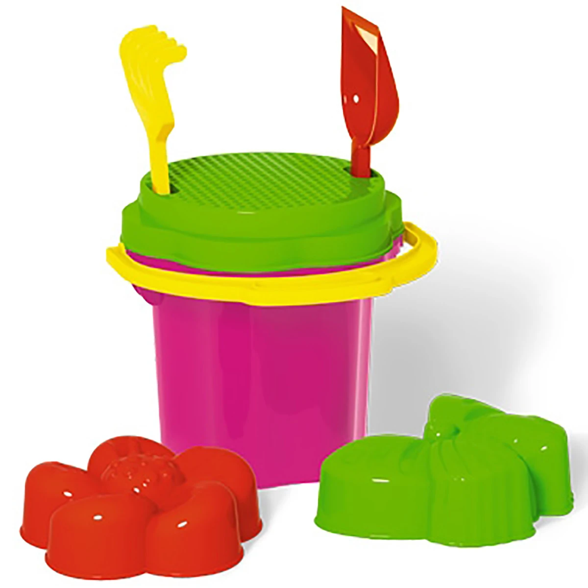 Арт.01803 Песочный набор № 103 ведро-цветок 0,3 л, сито, грабли, совок, 2 Арт.01803 Песочный набор № 103 ведро-цветок 0,3 л, сито, грабли, совок, 2