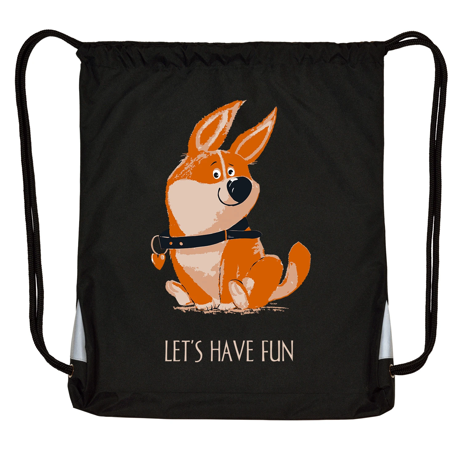 МЕШОК ДЛЯ ОБУВИ ЧЕРНЫЙ "ЗАБАВНЫЙ КОРГИ" 44 х 54 см