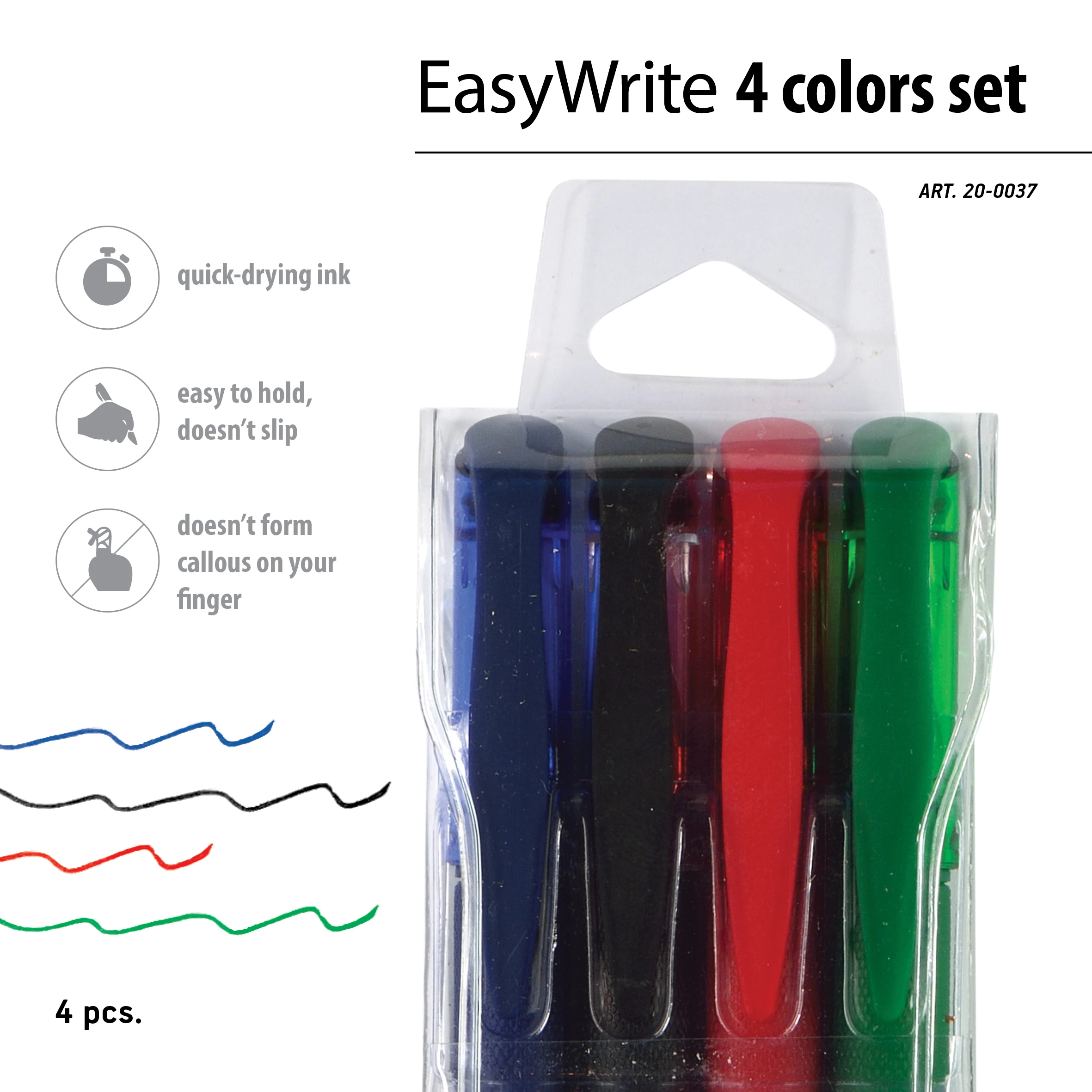 НАБОР ИЗ 4-Х РУЧЕК "EasyWrite" ШАРИКОВЫЕ 0.5 ММ, СИН/ЧЕРН/КРАСН/ЗЕЛЕН НАБОР ИЗ 4-Х РУЧЕК "EasyWrite" ШАРИКОВЫЕ 0.5 ММ, СИН/ЧЕРН/КРАСН/ЗЕЛЕН