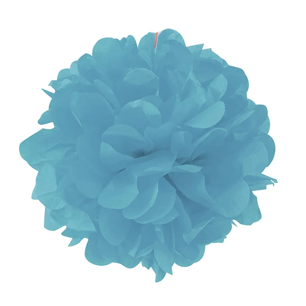 Помпон бумажный 20см голубой