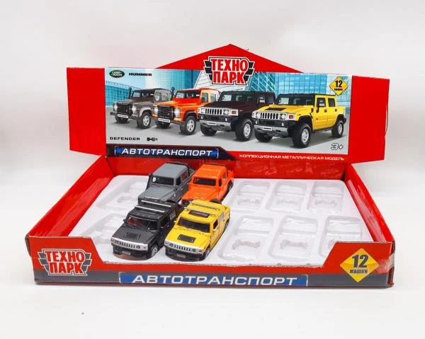Машина металл land ROVER DEFENDER/HUMMER H2 PICKUP 12см,дв,баг,асс,дис.
